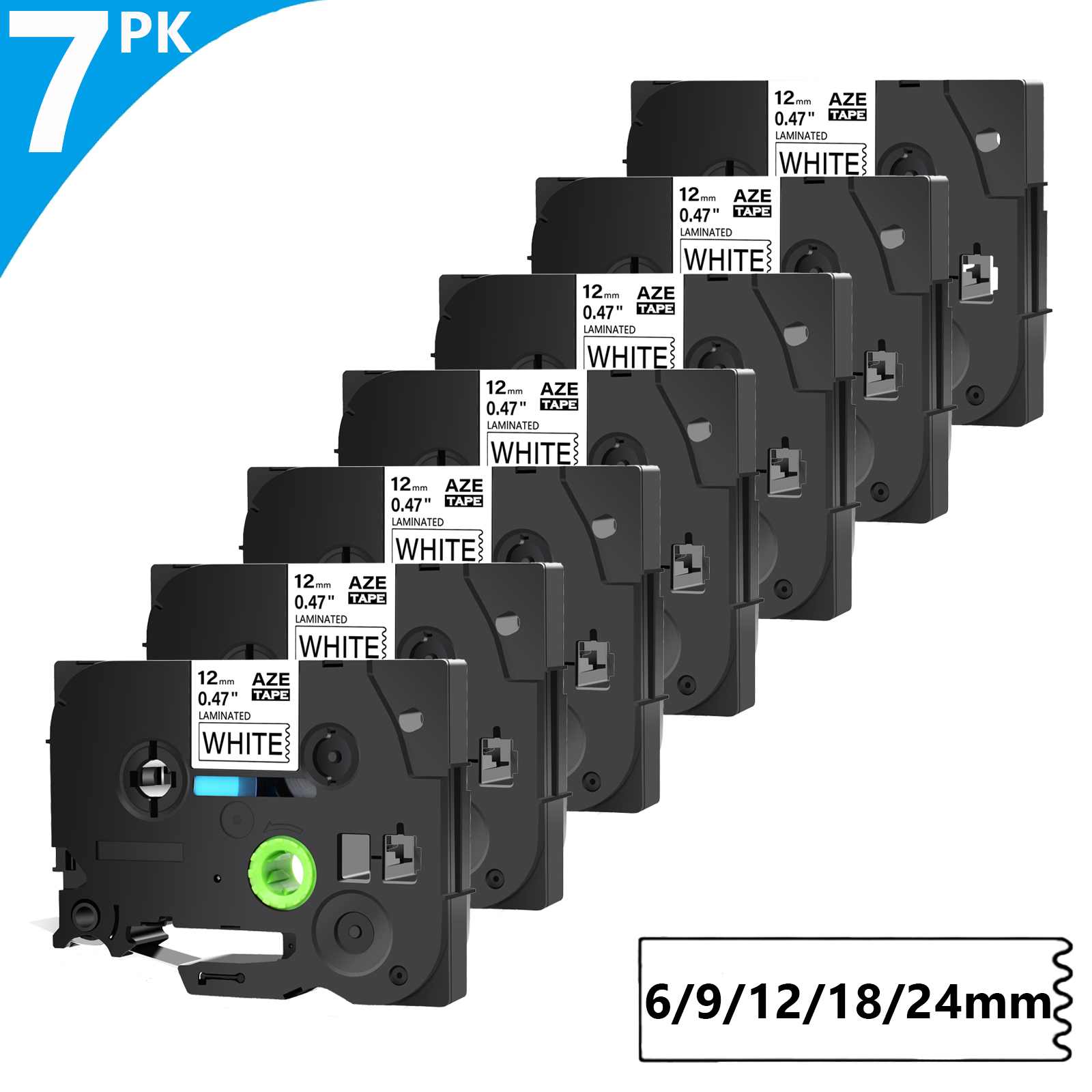 Label Printer Tape - 7PK 6/9/12/18/24mm TZ-231 esnek etiket kablo