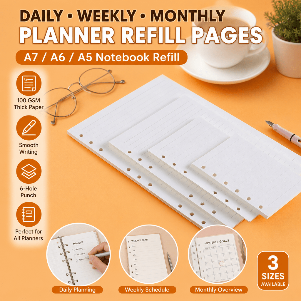 Notebook Dotted A5 - A5 A6 A7 Planlayıcı Yedek Sayfaları
