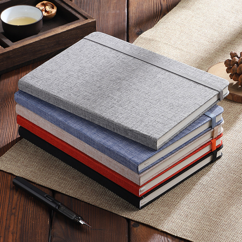 Notebook Dotted A5 - Elastik Bantlı A5 Defter Keten Kumaş