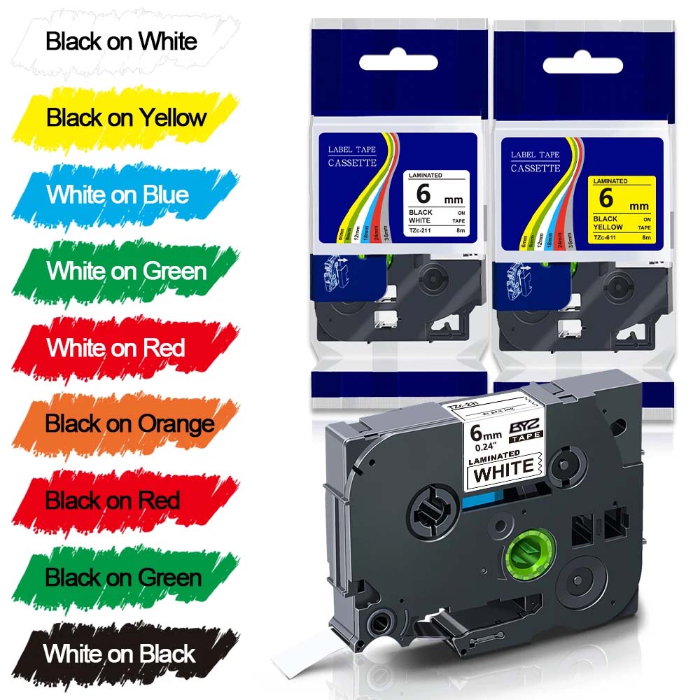 Label Printer Tape - 1 paket TZe211 Ptouch 6mm/0.24
