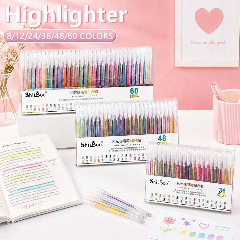 Gel Ink Pen Set - 8-60 Renkli Simli Jel Kalem Seti,