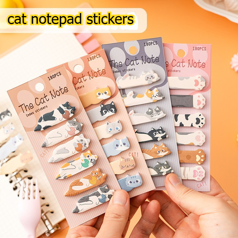 Stationery Office Items List - 40 paket Kawaii Kedi Bloknot Çıkartmalar