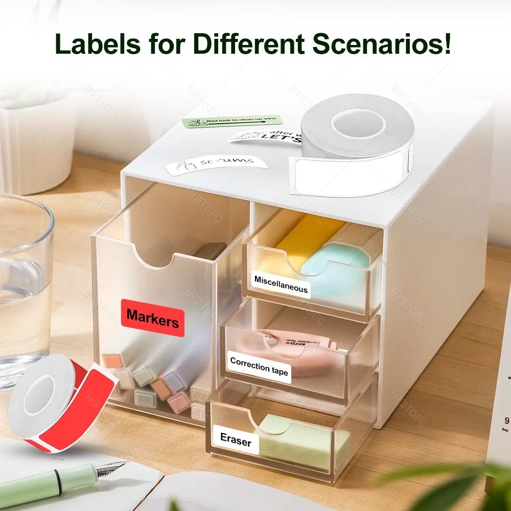Label Printer Tape - Renkli Yapışkanlı Etiket Makinesi Kağıdı 12mm×40mm
