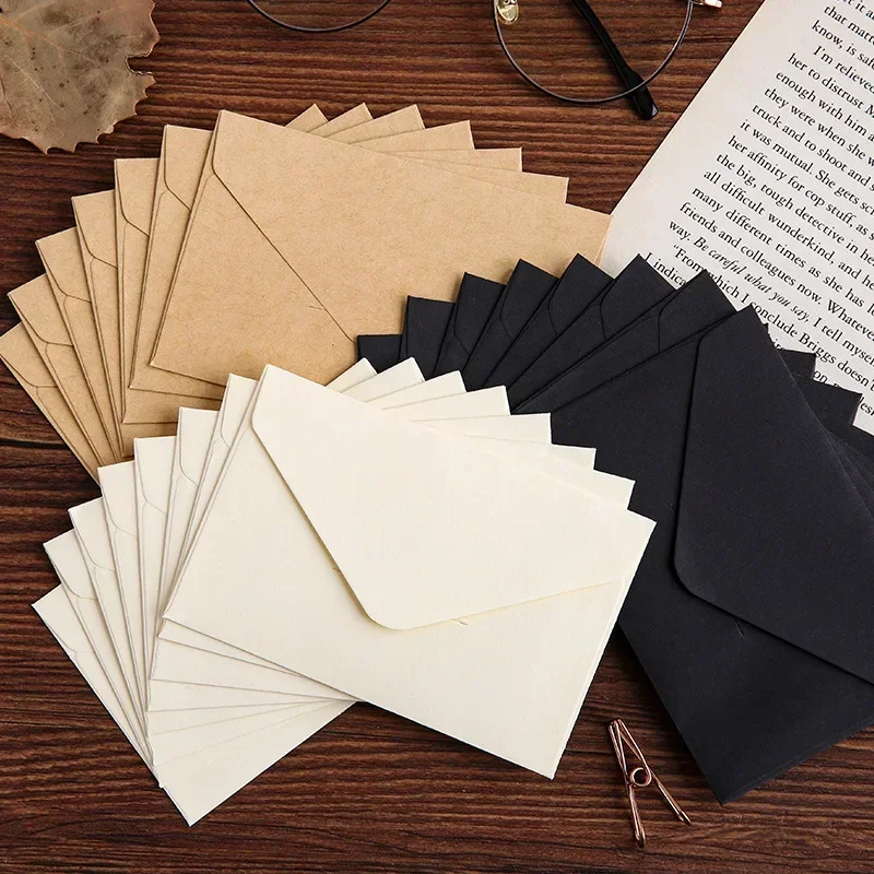 Letter Envelope Kraft - 20/40/80 adet klasik beyaz siyah Kraft