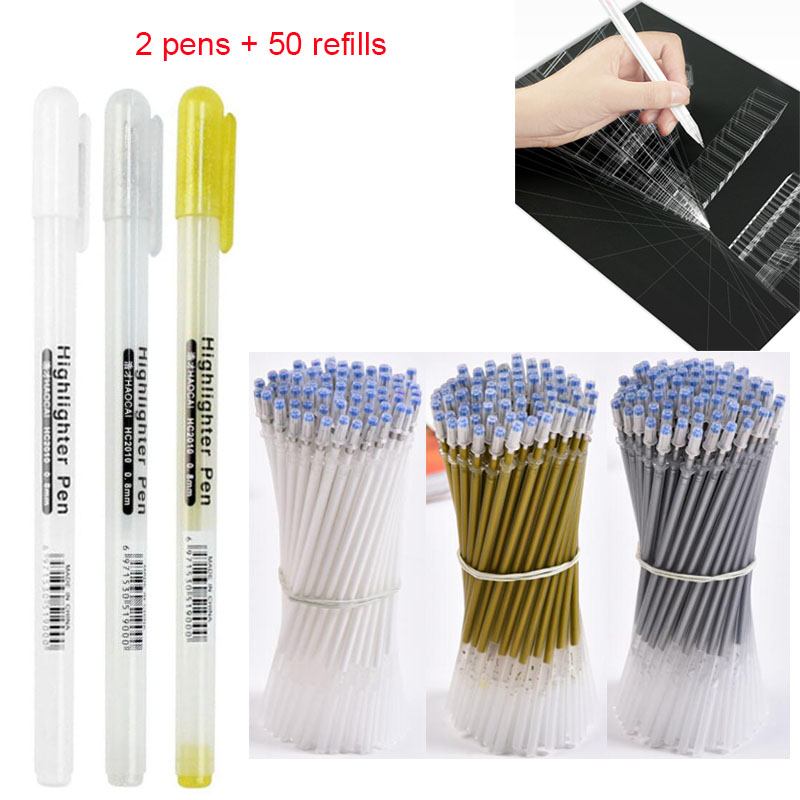 Gel Ink Pen Set - 2 adet + 50 adet yedekler/set,