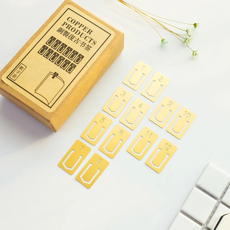 12 adet/grup Vintage bakır imi - Stationery Office And School Supply Stores incelemesi ve fiyatı
