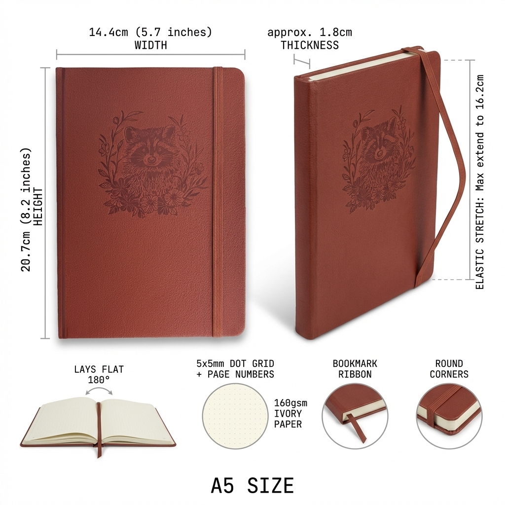 A5 Kabartmalı Rakun Desenli No - Notebook Dotted A5 incelemesi ve fiyatı