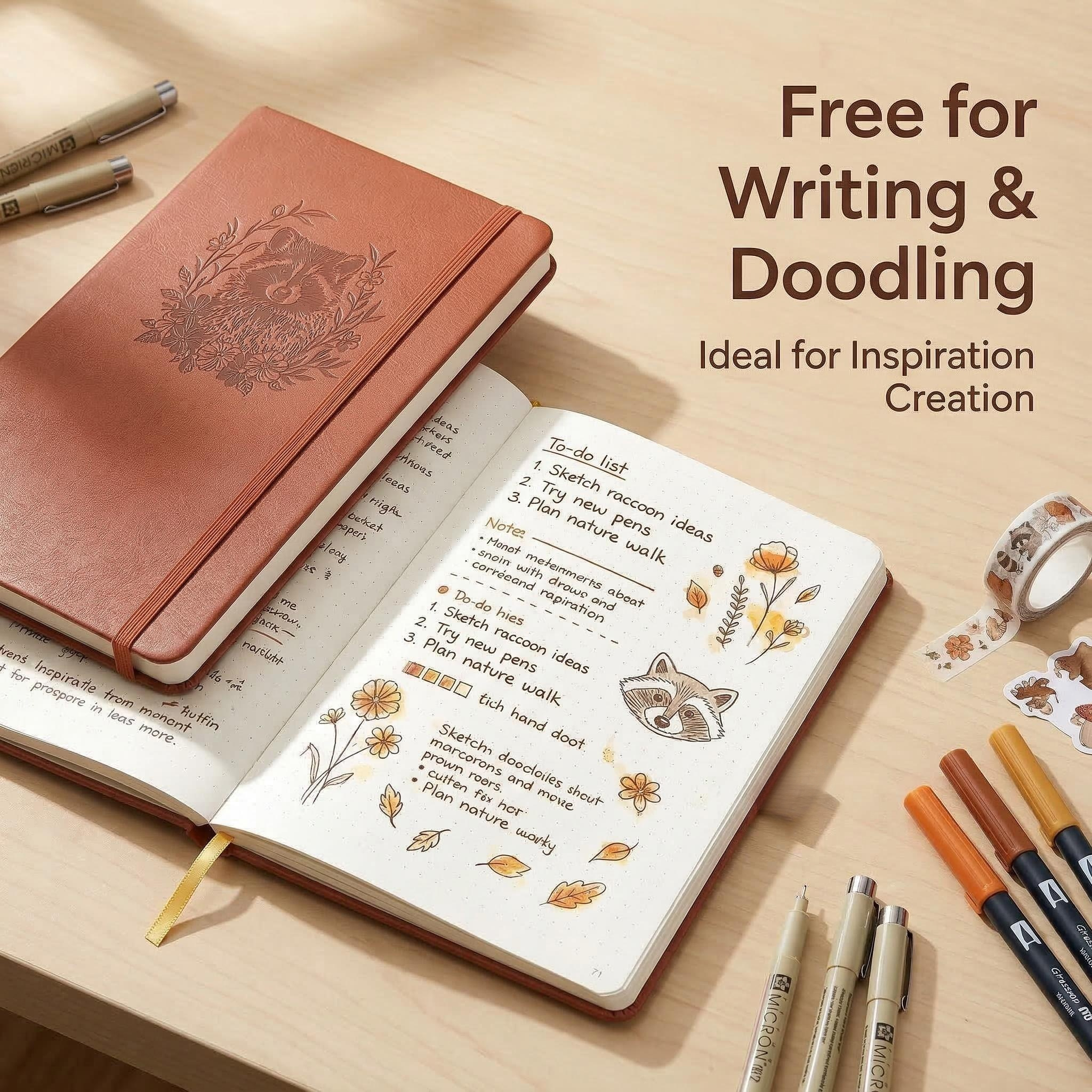 A5 Kabartmalı Rakun Desenli No - Notebook Dotted A5 incelemesi ve fiyatı