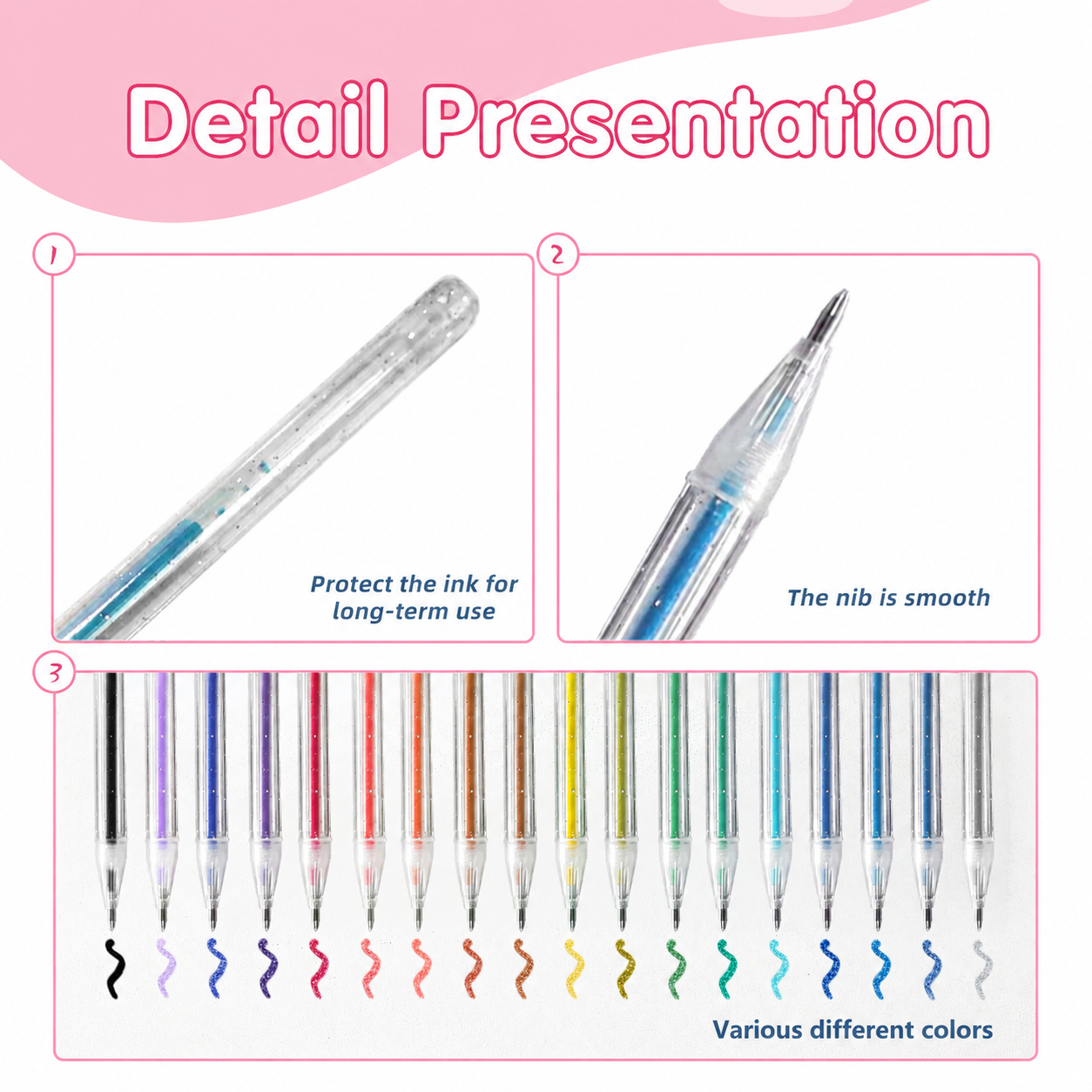 8-60 Renkli Simli Jel Kalem Se - Gel Ink Pen Set incelemesi ve fiyatı